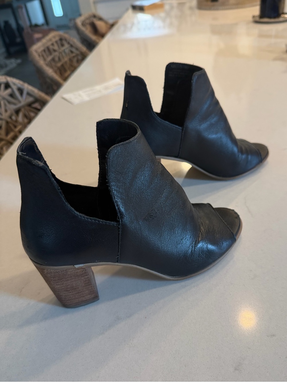 Steve Madden Black Open Toes Booties 6.5